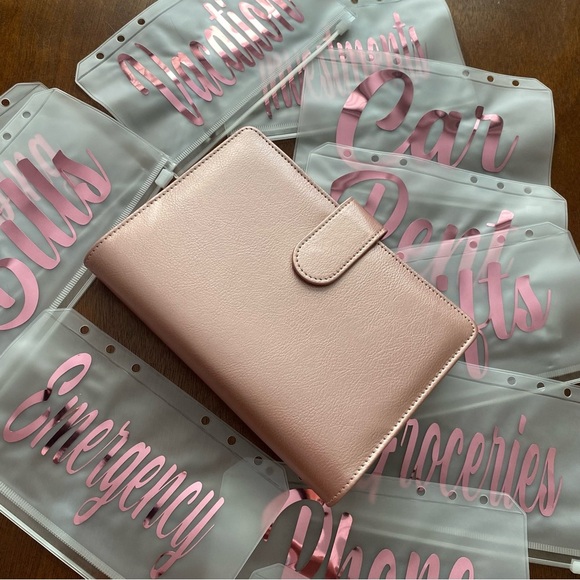 Rose Gold Cash Envelope Binder Wallet Budgeting System New - Picture 5 of 5
